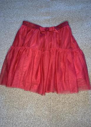 Фатиновая юбка h&amp;m для девочки 8-10 р, красная5 фото