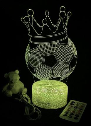 3d лампа футбольний м'яч з короною, подарунок футболісту, світильник або нічник, 7 кольорів, 4 режими и пульт5 фото