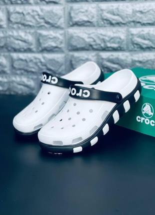 Мужские кроксы crocs белые шлёпанцы крокс