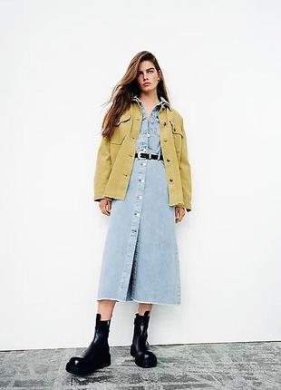 Вельветова куртка-сорочка світло-оливковий zara