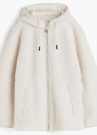 Куртка h&m hooded teddy fleece jacket beige 1162641001 l1 фото