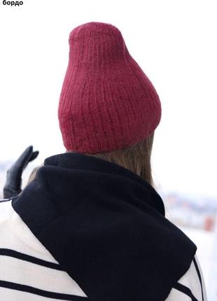 Шапка жіноча бордова шапка шапка травка червона шапка2 фото
