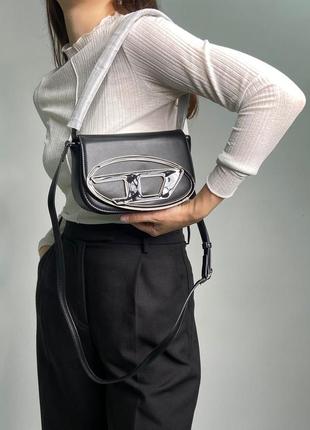 Кожаная сумка премиум 👜 diesel 1dr iconic shoulder bag black7 фото