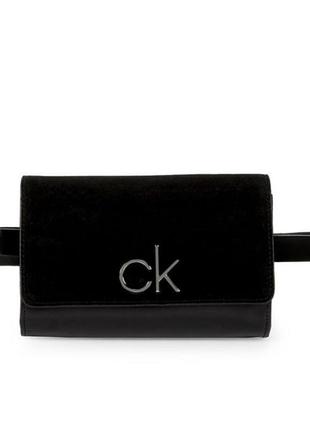 Сумка кожаная поясная calvin klein suede & leather belt bag White оригинал