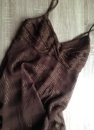 Шоколадне плаття сарафан натуральний шовк5 фото