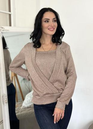 Теплая стильная трендовая демисезонная женская кофточка "alisia" на запах 😍5 фото