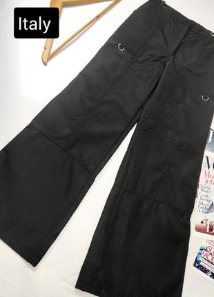 Брюки женские теплые черного цвета клеш с высокой посадкой от бренда italy xxs xs