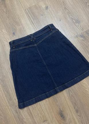 Темно синяя джинсовая юбка на пуговицах oasisй размер s-m 99% хлопок6 фото