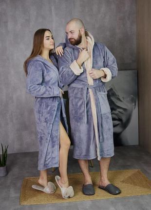 Махровые халаты семейные парные он+она халаты для пары4 фото