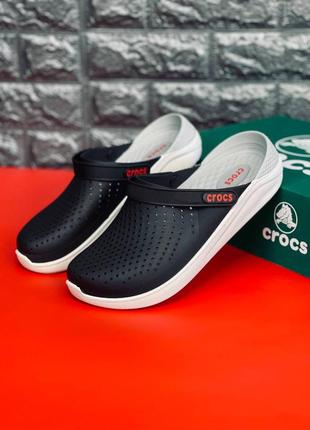 Мужские кроксы crocs шлёпанцы чёрные крокс