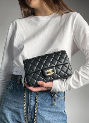 Сумочка шкіряна chanel classic 1.55 small single flap in black