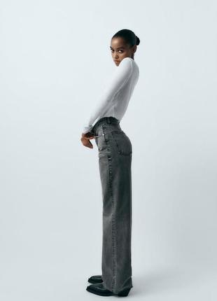 Джинси zara зара trf high-rise wide leg full length світло-сірі сірі сірого кольору довгі широкі 36, 38 розмір3 фото