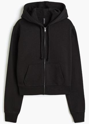 Толстовка h&m short hooded jacket black 1113968001 s1 фото