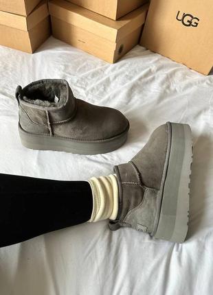 Ugg premium ultra mini platform grey2 фото