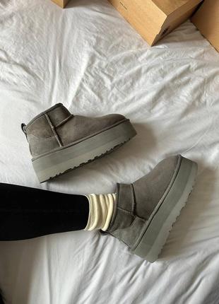 Ugg premium ultra mini platform grey7 фото