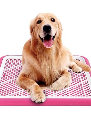 Туалетний лоток для тварин під пелюшку 49*37*3 см (рожевий)