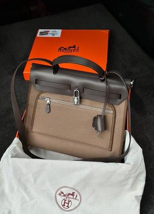 Сумка hermes herbag zip 31 bag chocolate premium