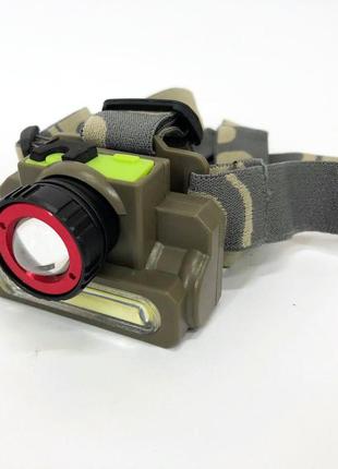 Ліхтар налобний police 8808/6908-xpe+cob, micro usb, вбудований акумулятор, ліхтарик на голову із зарядкою2 фото