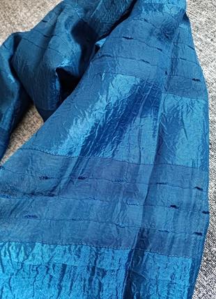 Синій шарф з бахромою ,розміром 50/155