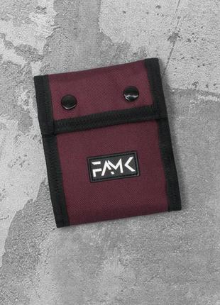 Кошелек на кнопках famk tri-fold бордовый