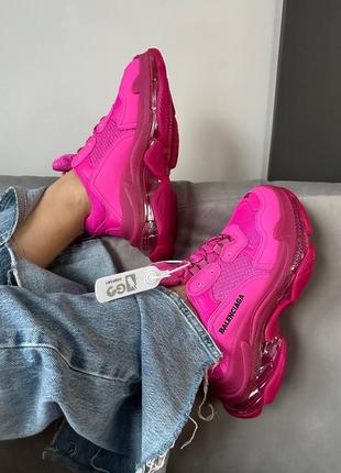 Balenciaga tripl s clear sole pink кросівки рожеві5 фото