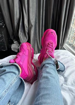 Balenciaga tripl s clear sole pink кросівки рожеві8 фото