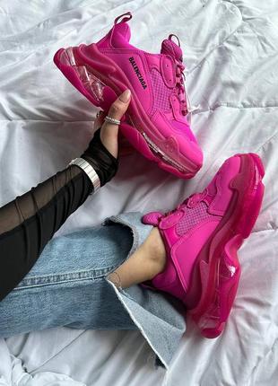 Balenciaga tripl s clear sole pink кросівки рожеві7 фото