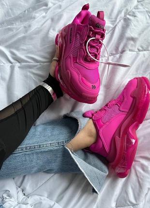 Balenciaga tripl s clear sole pink кросівки рожеві2 фото