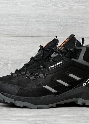 Зимние кожаные ботинки, кроссовки термо, adidas clima gore-tex black