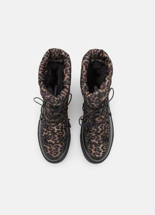Очень крутые, стильные и легкие зимние сапоги snow boot на платформе в леопардовый принт even &amp; odd 412 фото