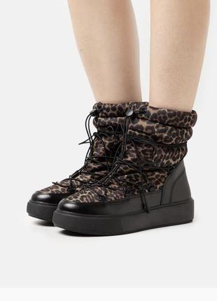 Очень крутые, стильные и легкие зимние сапоги snow boot на платформе в леопардовый принт even & odd 41