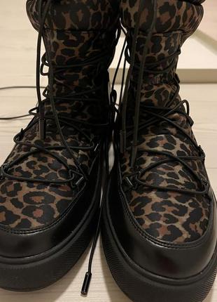 Очень крутые, стильные и легкие зимние сапоги snow boot на платформе в леопардовый принт even &amp; odd 417 фото