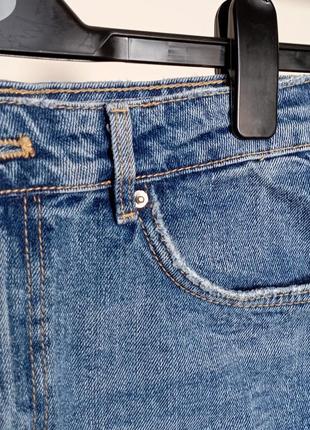 Мини юбка джинсовая зара с укороченная с необработанным краем5 фото