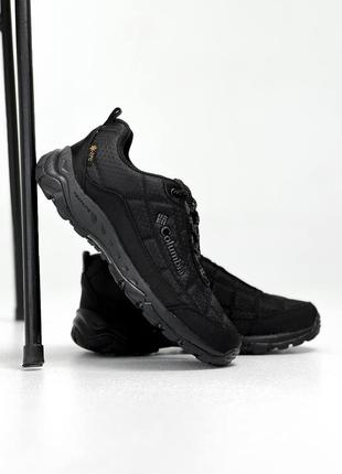 Мужские зимние кроссовки черные в стиле columbia waterproof low total black
