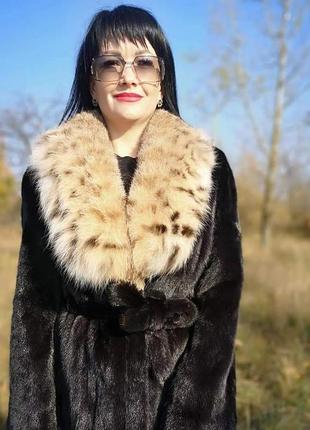 Норковая шуба с рысью norvegian furs  р. 44-464 фото