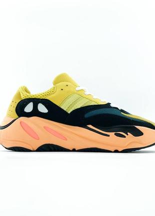 Женские кроссовки желтые с оранжевым в стиле adidas yeezy boost 700"sun"