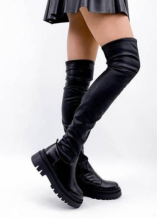 Распродажа роскошные зимние ботфорты чулки на повышенной тракторной подошве