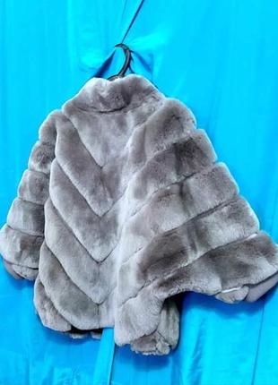 Шуба из серебряный  графит кимоно из шиншиллы бомбер зимняя куртка натуральный мех
