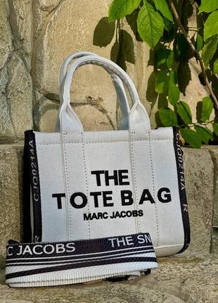 Marc jacobs mini tote bag white/black7 фото