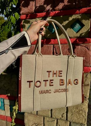 Marc jacobs medium tote bag beige/brown2 фото