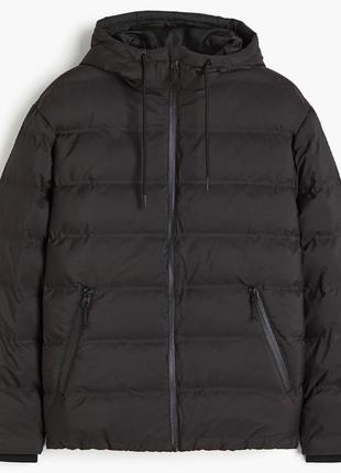 Пуховик h&m water-repellent puffer jacket black 1163728001 s