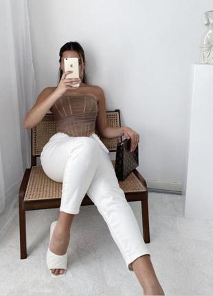 Идеальные очень качественные плотные белые джинсы скинни на идеальной посадке high waist jjxx