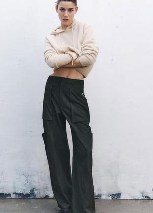 Штани-карго zw collection із блискавками zara