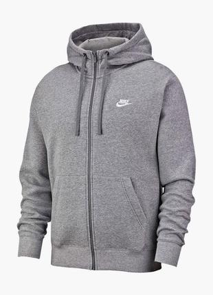 Толстовка nike nsw club hoodie fz grey bv2645-063 s