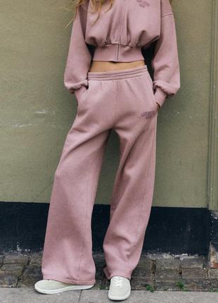 Штани zara спортивному стилі палацо вільного крою