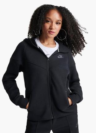 Толстовка nike sportswear tech fleece windrunner full-zip hoodie black fb8338-010 xs