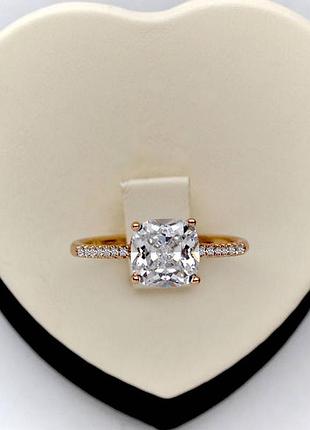 Позолоченная кольца позолоченное кольцо квадратный белый камень медицинское золото позолоченное кольцо квадратной белья медзолото подарок