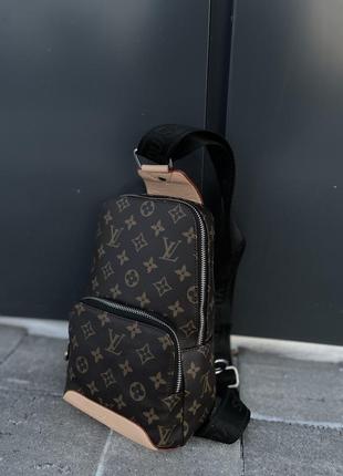 Louis vuitton avenue sling  brown , сумка луівітон , сумка луі чорний ремінь .8 фото
