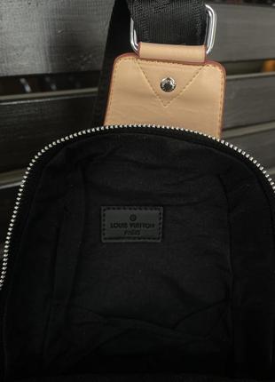 Louis vuitton avenue sling  brown , сумка луівітон , сумка луі чорний ремінь .4 фото