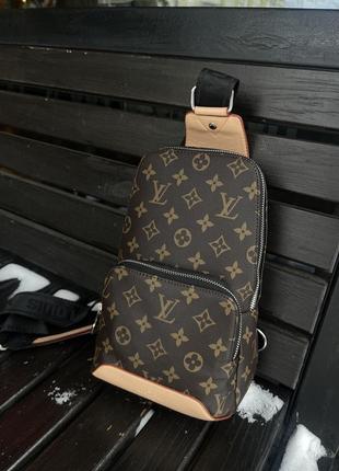 Louis vuitton avenue sling  brown , сумка луівітон , сумка луі чорний ремінь .